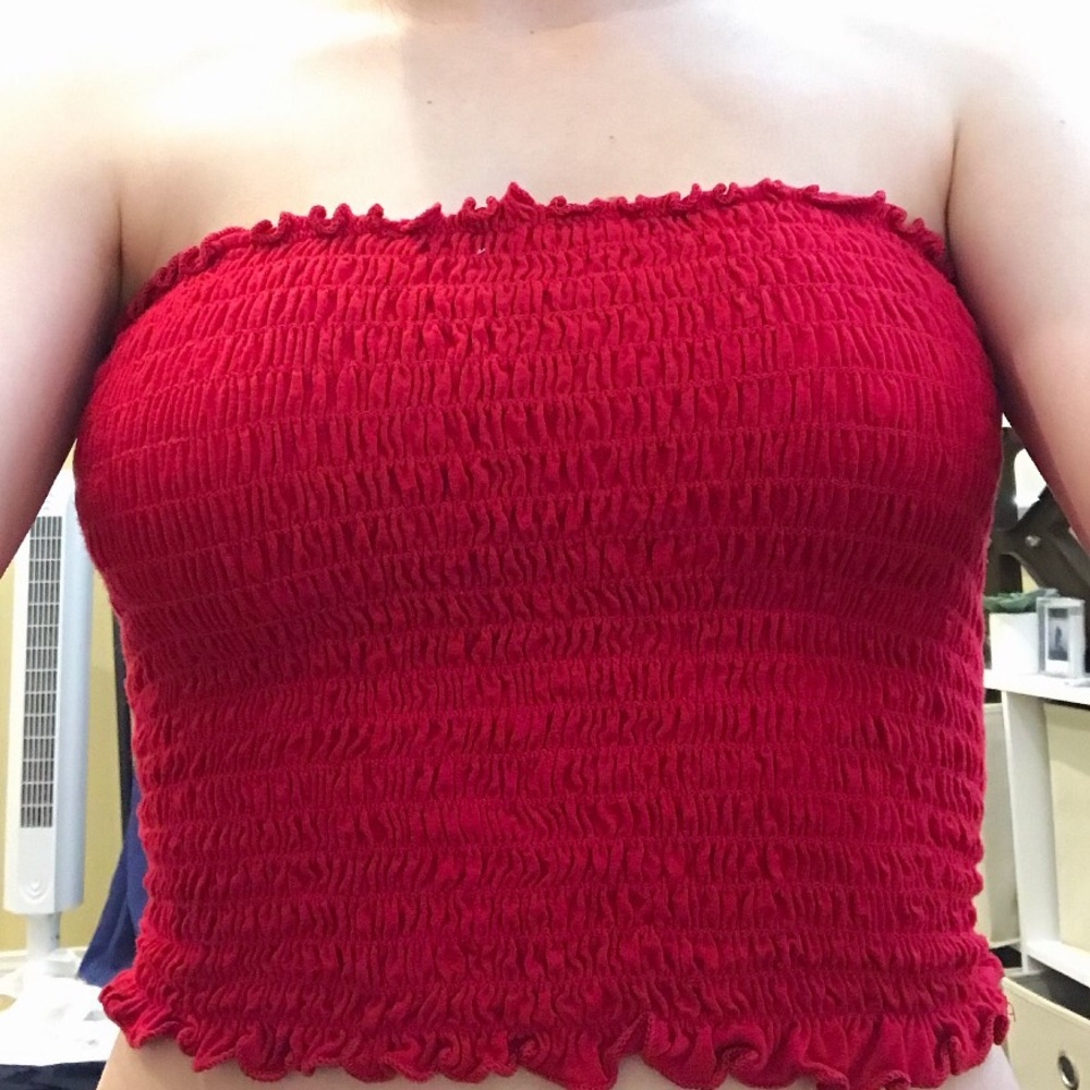 Ruched red tube top